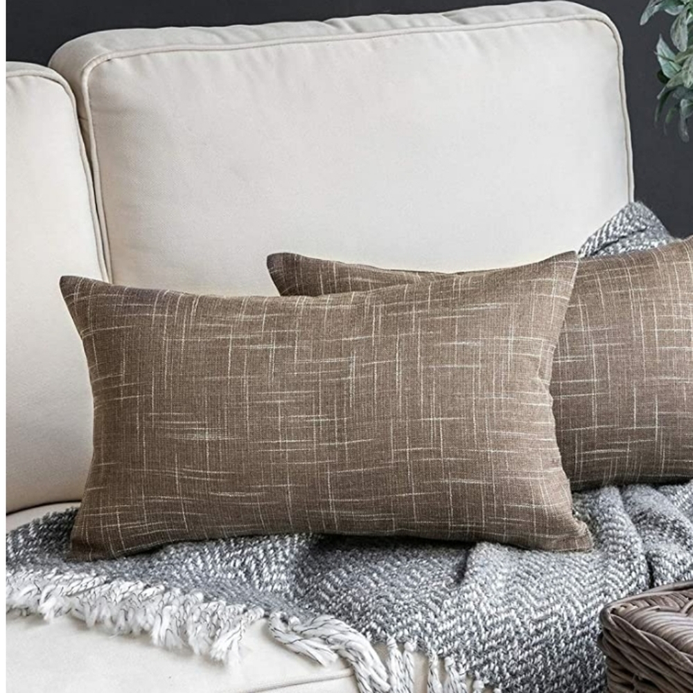 ⭐NEW⭐ - Light Brown Linen Look Lumbar Pillow 12x20